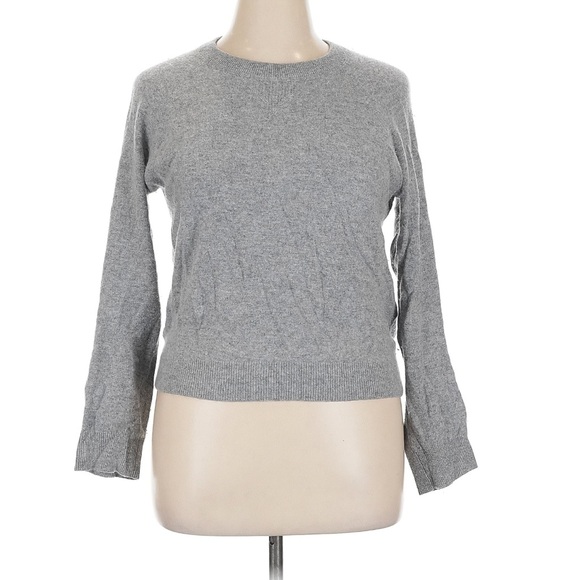Quince 100% Mongolian Cashmere Luxe Shrunken Soft Sweatshirt Grey L - Picture 1 of 9